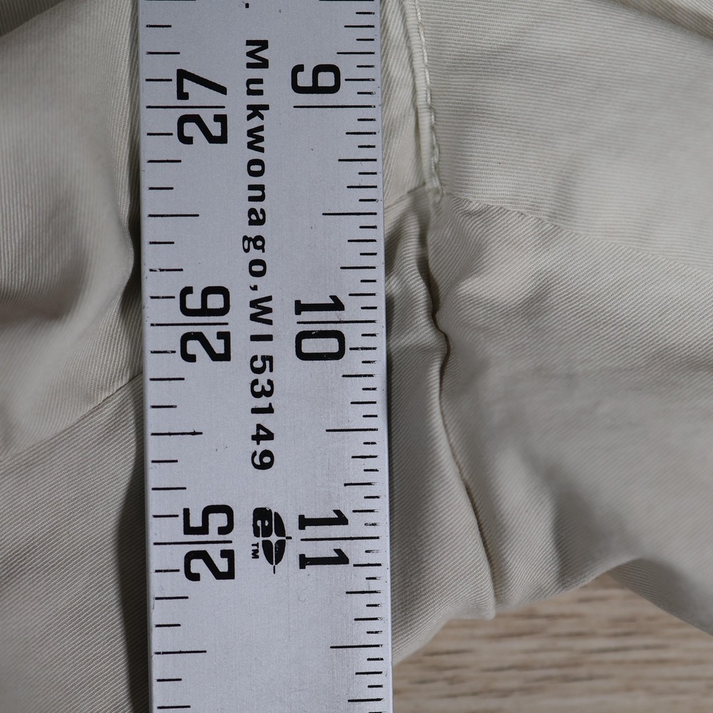 PT Torino Pants Mens 32x35 Beige Tan Slim Fit Chino Pleated Trousers Preppy FLAW - Picture 11 of 14